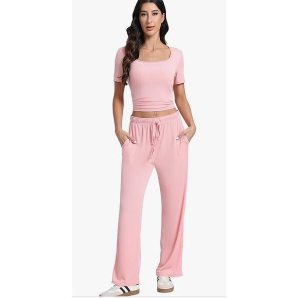 Lounge Set 2 Piece Yoga Wide Leg Pants Tracksuit Set SIZE 2XL - Picture 2 of 6